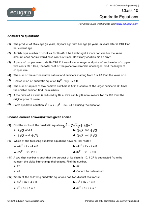 Quadratic-Equations